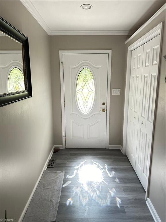 Foyer with large coat closet
