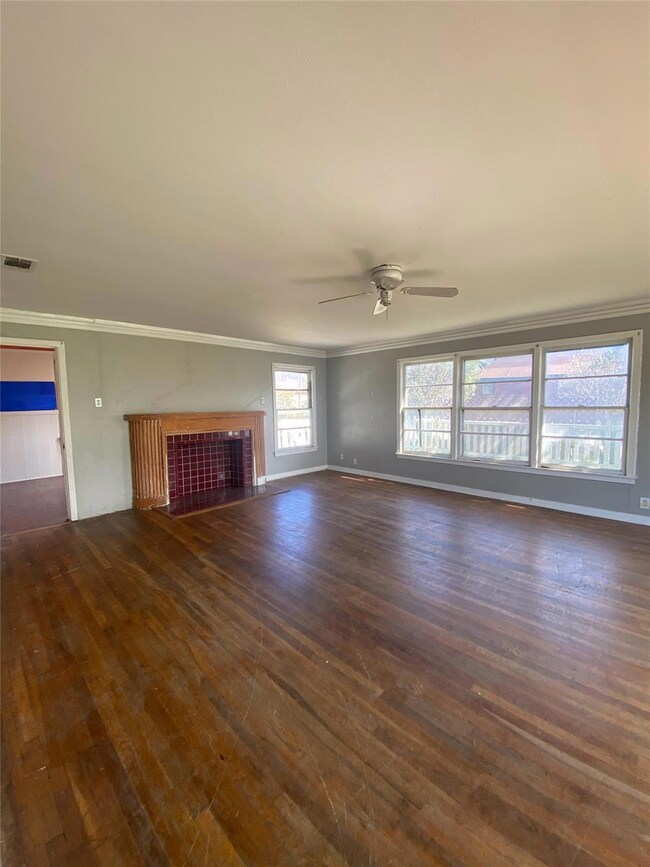Living room fireplace view