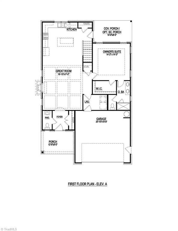 Optional Kitchen Island, Optional Coffered Ceilings in Great Room, Covered Porch Included