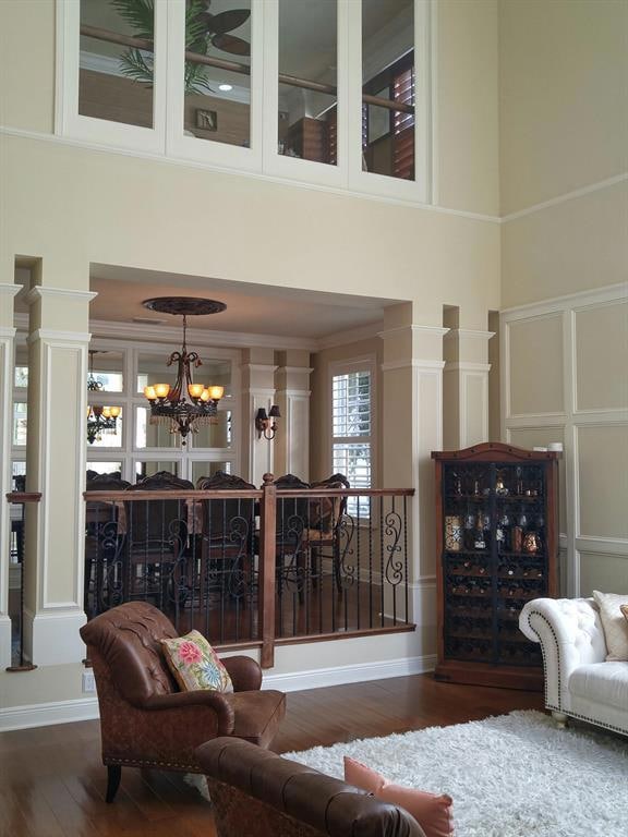 Living room below Den above