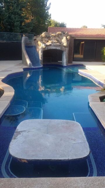 Slide and waterfall