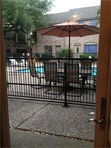 View of the pool from your front door