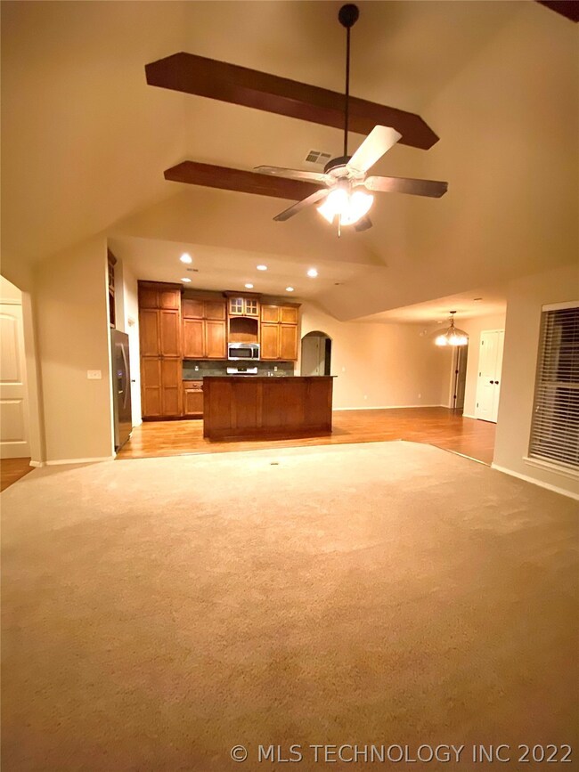 View into your kitchen and dining from your firepl