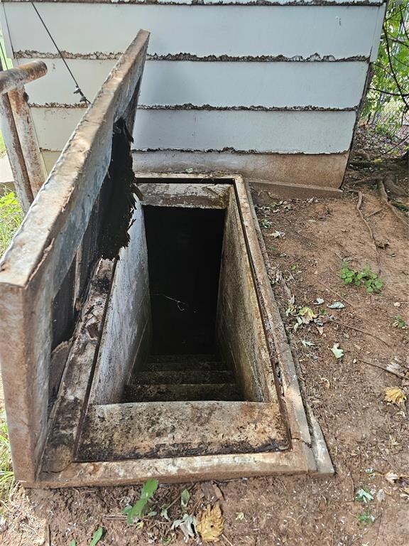 View of entry to storm shelter