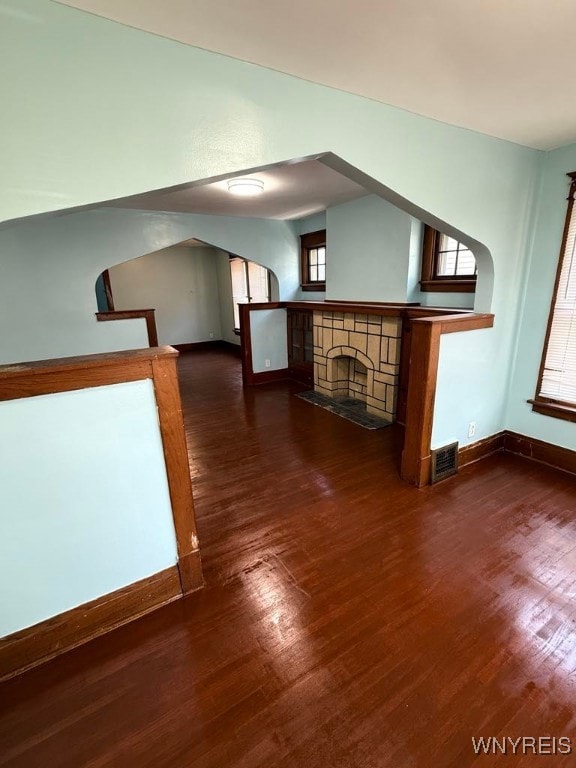 A view from the alcove into the living room and di