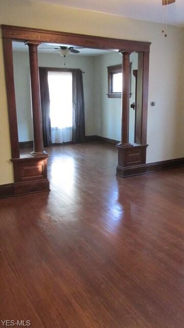 Unit #1 Living room & dining room view. All have ceiling fans.