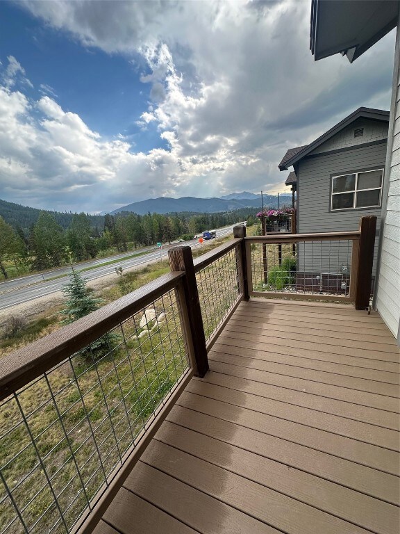 Deck featuring a mountain view