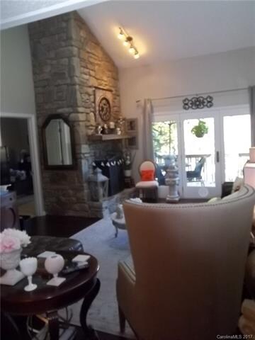 Soaring rock fireplace