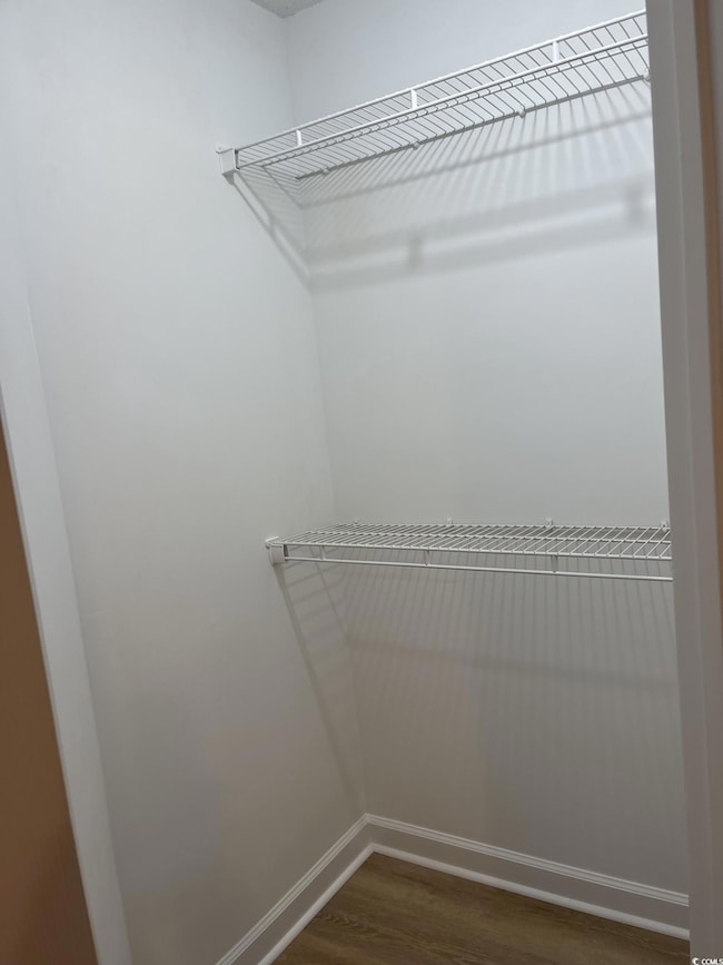 Walk in closet featuring wood finished floors