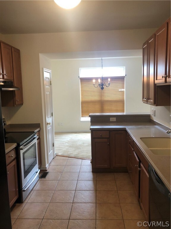 View through kitchen to dining area