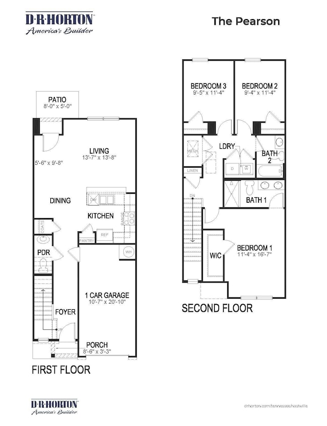 Welcome to the Pearson  1418 sqft 3 Bed 2.5 Bath