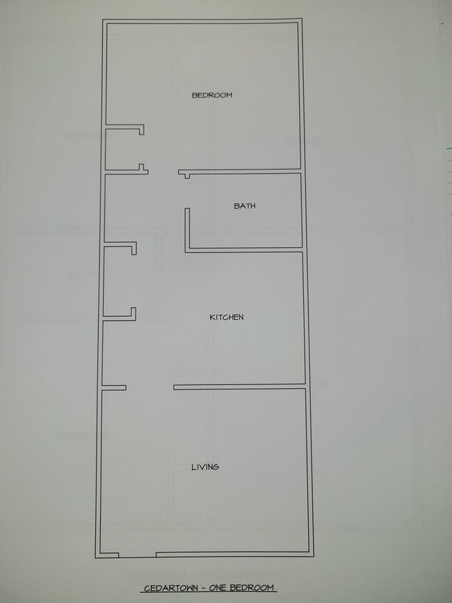 Approximate layout of 1 bedroom unit