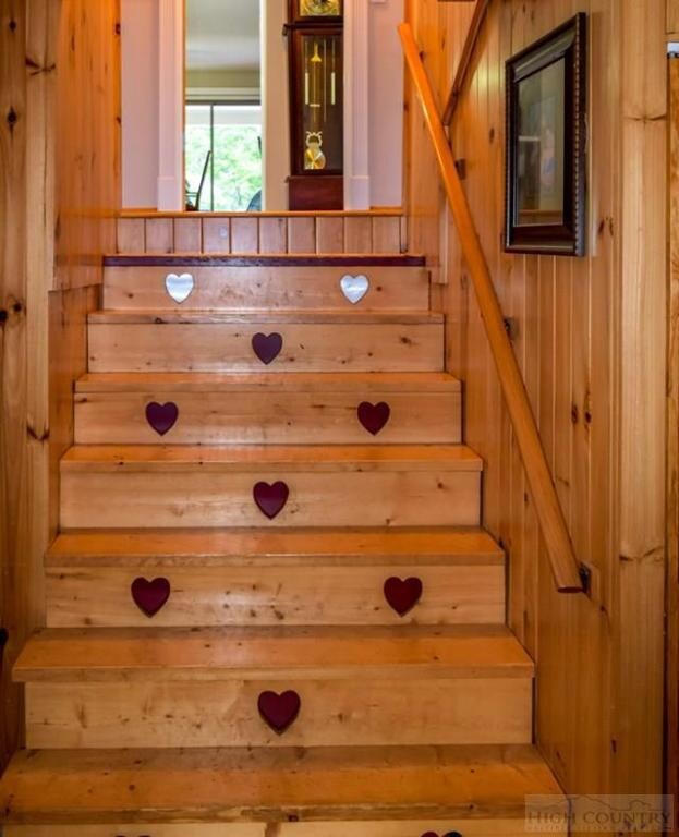 Down the stairs to the large family room.