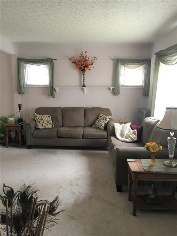 living room opens to dinning area,  windows have b