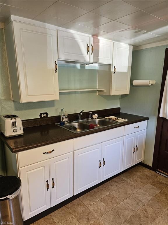 Kitchen featuring light vinyl flooring, sink, and 