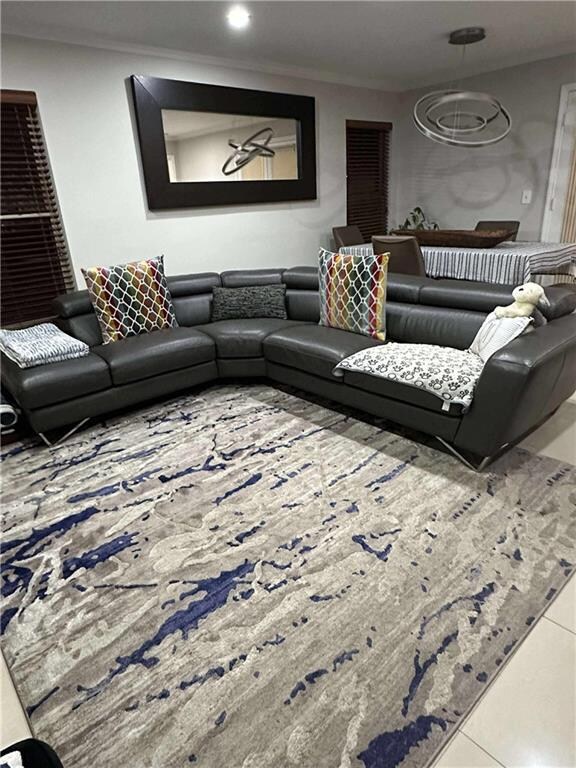 Living area featuring recessed lighting