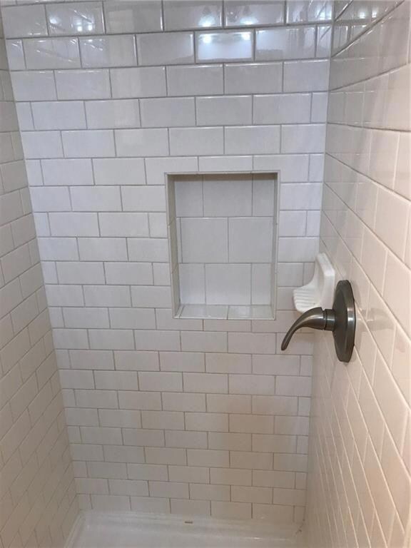 Interior details featuring a tile shower