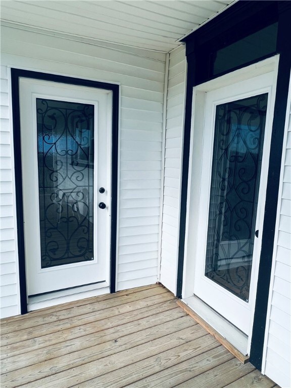 Left door goes into laundry room/mud room. Right d