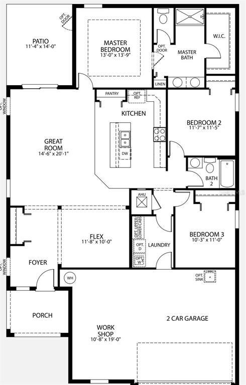 Floor plan. The dining room can be turned into 4th