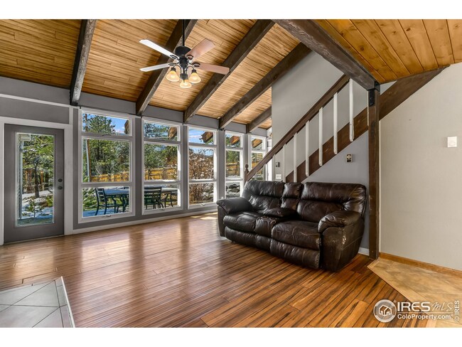 Vaulted and beamed ceilings, with views