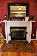 Close-up of fireplace in livingroom