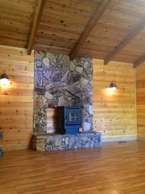 Living room & rock wall