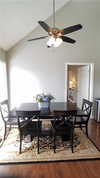Dining area right off kitchen with beautiful floor