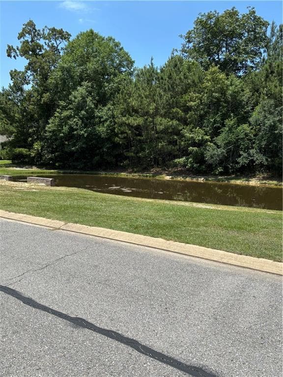 View of the peaceful small pond across the street