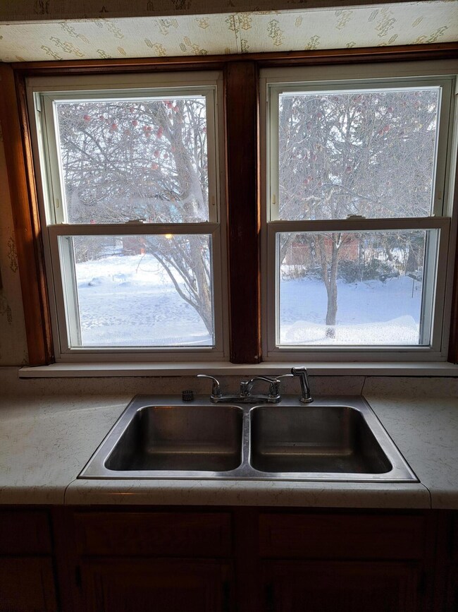 Kitchen view of back yard