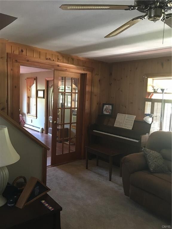 Living Room with double French doors off the dinin