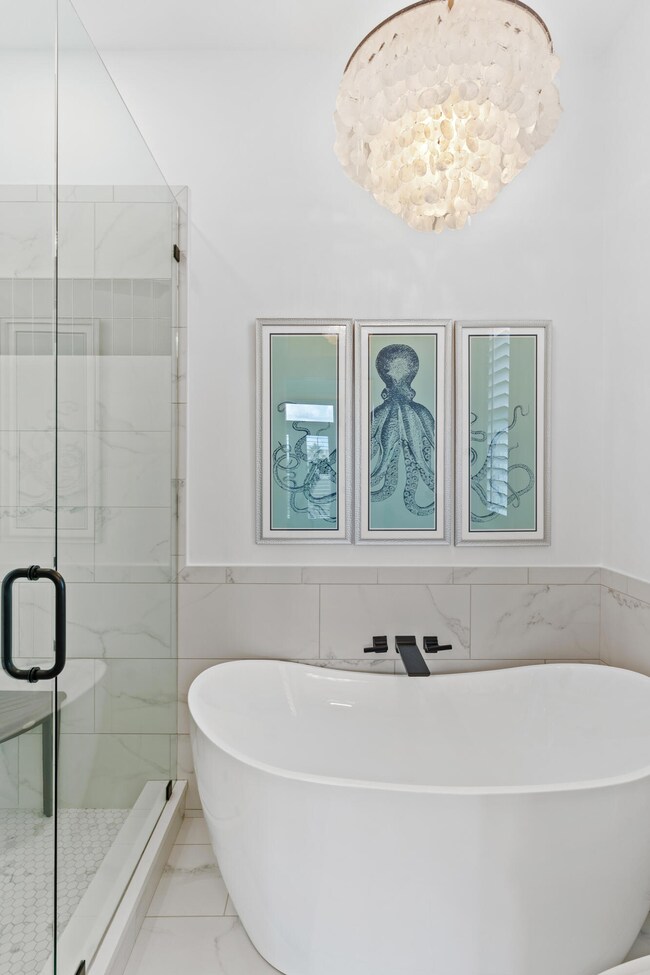 Large Soaking Tub with Chandelier