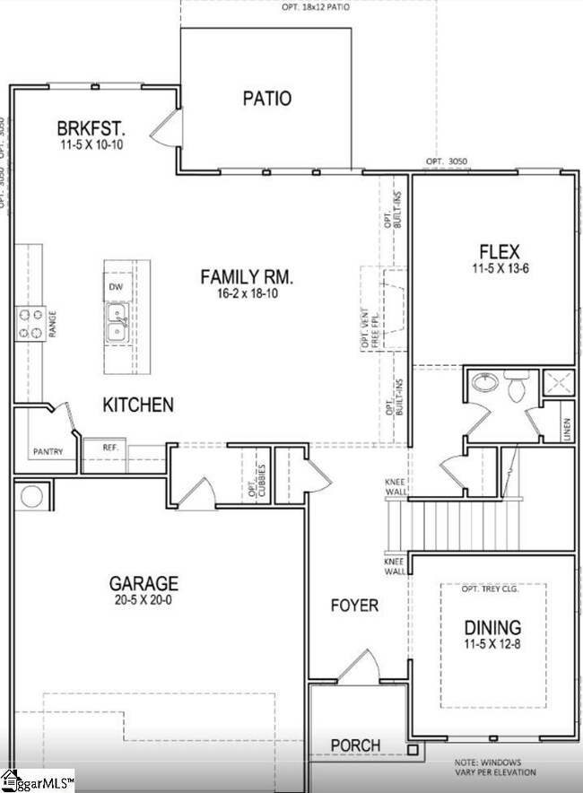 Flex Room and Powder room changed to bedroom and f