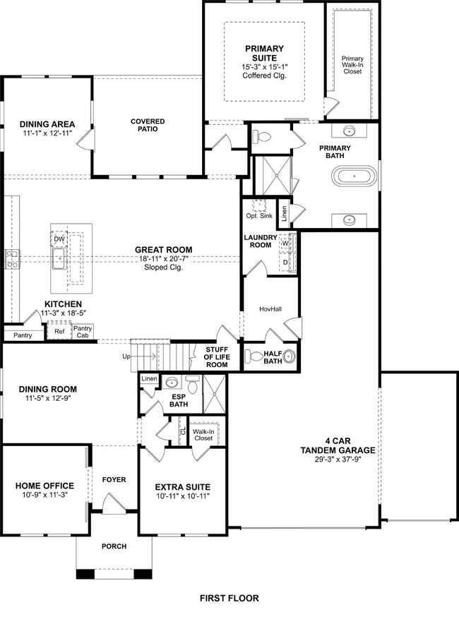 The Mykonos floor plan by K. Hovnanian® Homes. 1st Floor shown. *Prices, plans, dimensions, features, specifications, materials, and availability of homes or communities are subject to change without notice or obligation.