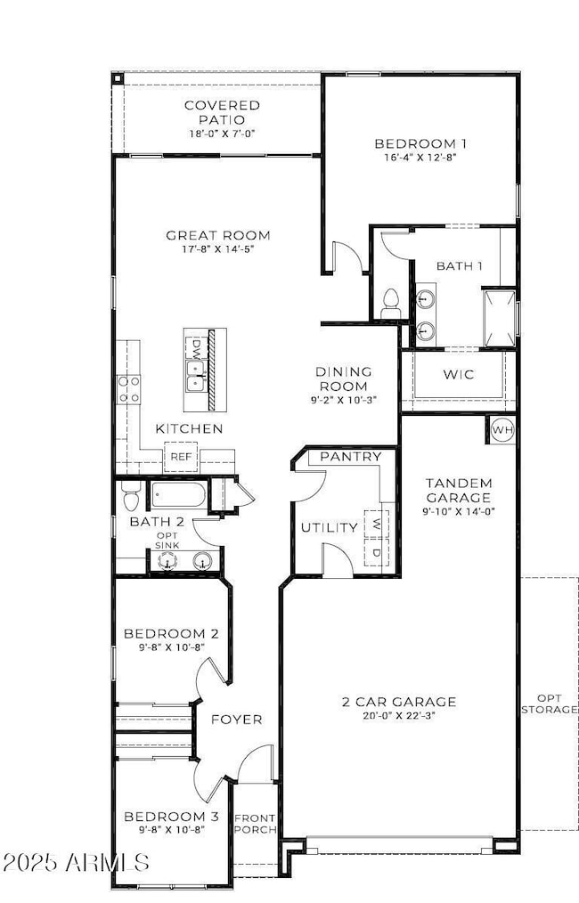 Dove 1601 SF with 3 Bdrms, 2 Baths, 3 Ca