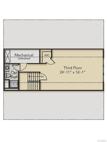Third Floor with Full Bath & WIC