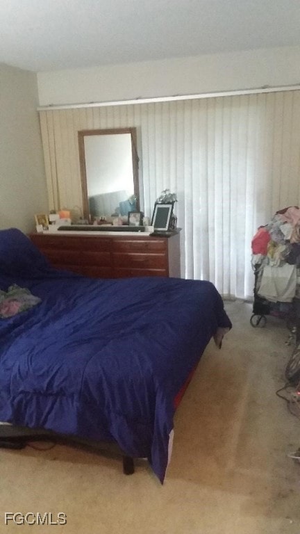 Bedroom with light carpet
