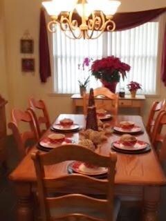 Dining area with slate floors