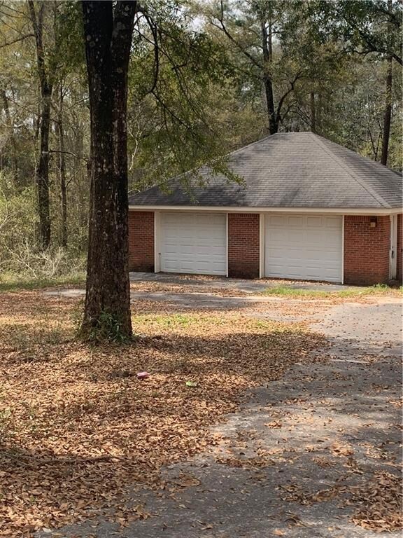 View of detached garage