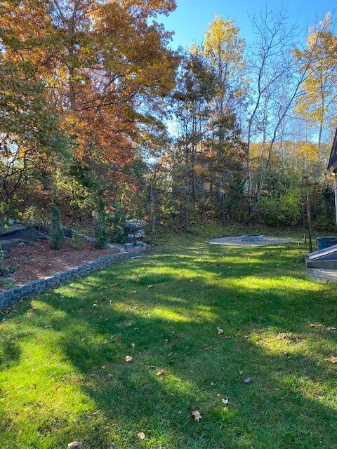 Backyard view with fire pit