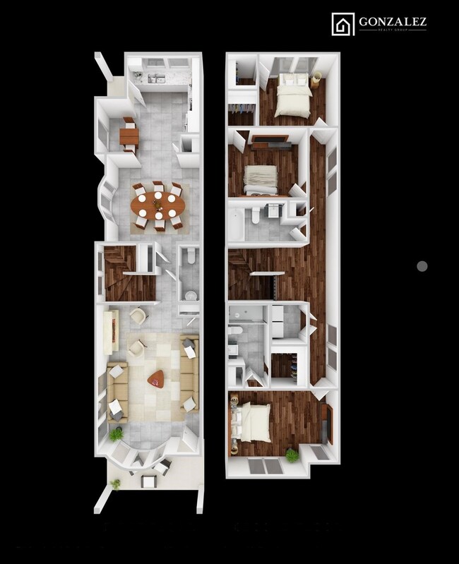 Floorplan of both the first and second levels. 3 b