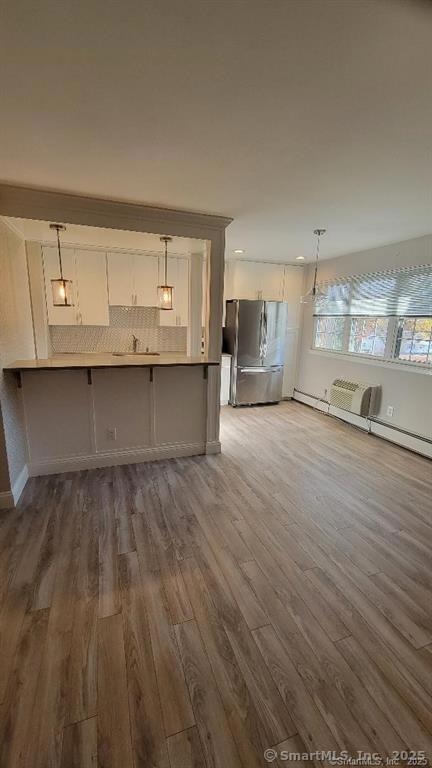 View from living room into kitchen