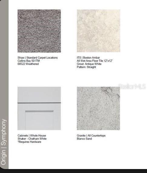 Design Selections.  Home is under construction and selections are subject to change.