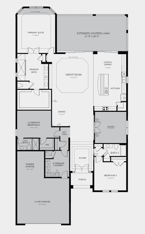 Structural options include: Tray ceilings, tandem