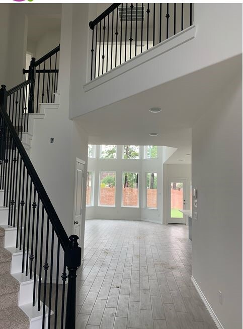 iron spindles define stairs and cat walk