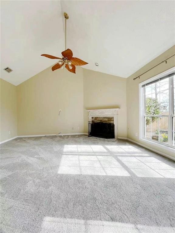 Unfurnished living room featuring visible vents, b