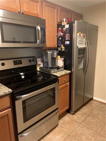 Stainless steel appliances all convey.