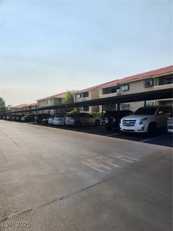 View of covered parking lot