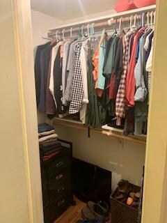 Walk in closet featuring wood finished floors