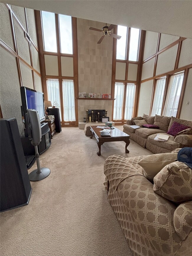 Living room with high ceilings