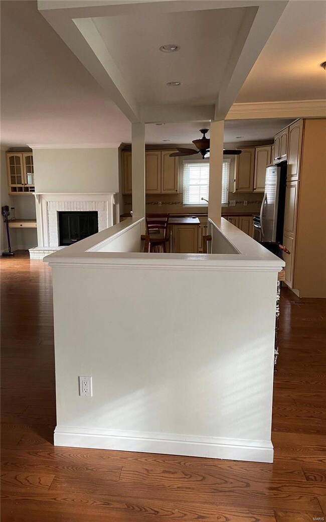 Staircase to Basement with Coffered Ceiling